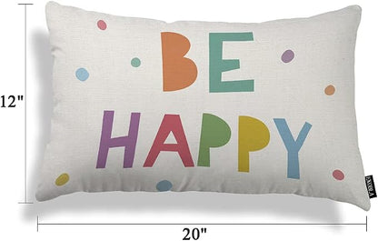 EKOBLA Be Happy Home Decorative Rectangle Pillow Cases Colorful Dots Cheerful - Image 5