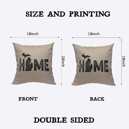 TKS MITLAN Michigan Home State Pillow Covers 18 x 18 Inch Map Home America - Image 2