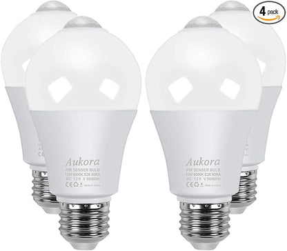Aukora Motion Sensor Light Bulbs 4-Pack, 12W E26 Motion Activated Dusk to Dawn by AUKORA