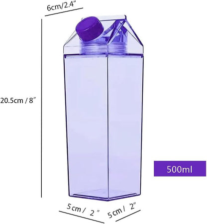 Jinberry 500ml/17oz Cute Leakproof Clear Milk Carton Water Bottle Portable - Image 2