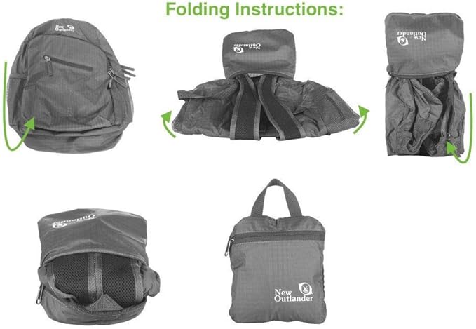 Outlander Packable Handy Lightweight Travel Hiking Backpack Daypack-Orange - Image 5