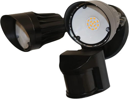 LED Black Motion Sensor 2-Light Bullet Flood Light- 3000K Adjustable Dual Head by HOMENHANCEMENTS