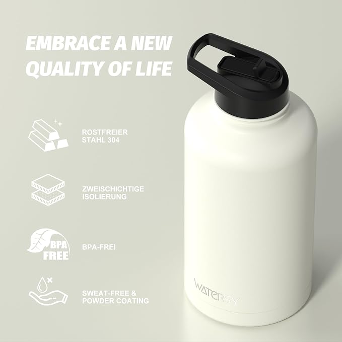 64oz Insulated Water Bottle, BPA Free&Leak Proof, Half Gallon Stainless Steel - Image 8