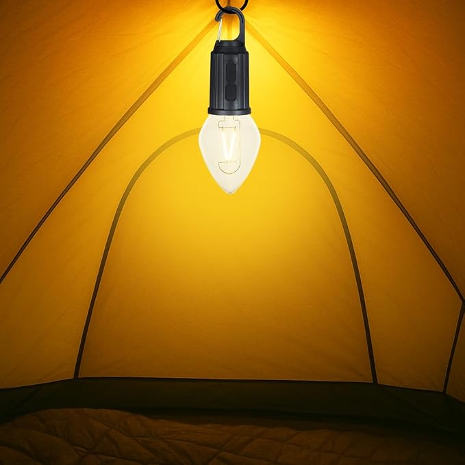 4-Pack Rechargeable Camp Light, Warm White LED Teardrop Bulb, Battery Powered - Image 4