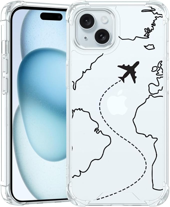FANXI Minimalist Airplane Travel Map Phone Case Compatible by FANXI