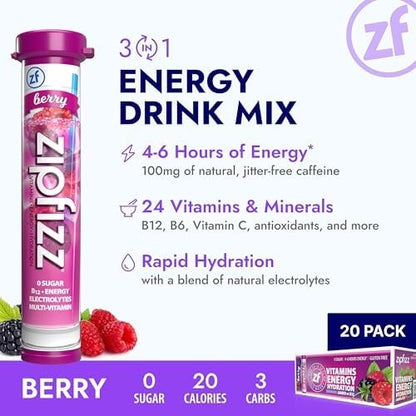 Zipfizz Daily Energy Drink Powder, 20 Pack | 3-in-1 Sustained Energy, Rapid - Image 4
