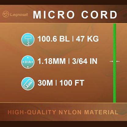 Micro Paracord, 1.18mm x 100ft Thin Mini Utility Braided Small Paracord - Image 2