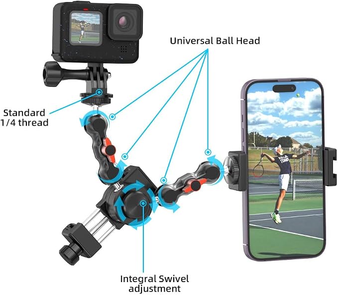 SUREWO Aluminum Fence Mount for Go pro, DJI Osmo Action 4/3/2, Mevo Start for - Image 2