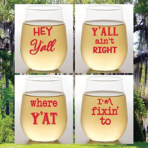 Set of 4 Shatterproof Designer 16 oz Plastic Wine Glasses MADE in the USA by Unknown