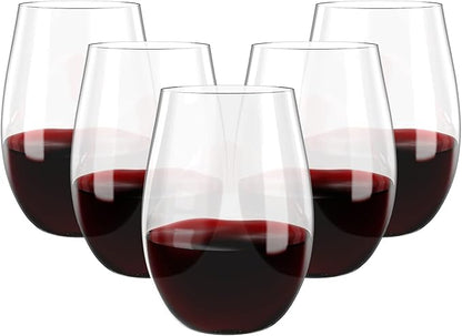 FOCUSLINE 20 Pack 16 Oz Plastic Wine Glasses, Stemless Plastic Wine Cups Heavy by FOCUSLINE