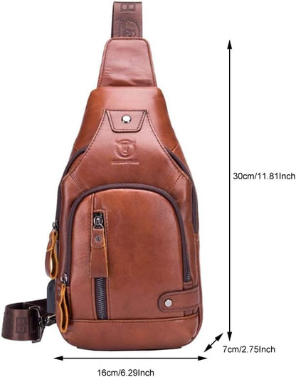 Hebetag Leather Sling Bag Hiking Daypack - Image 2