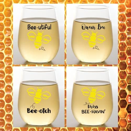Wine-Oh! Set of 4 Shatterproof Designer 16 oz Plastic Wine Glasses MADE in the - Image 5