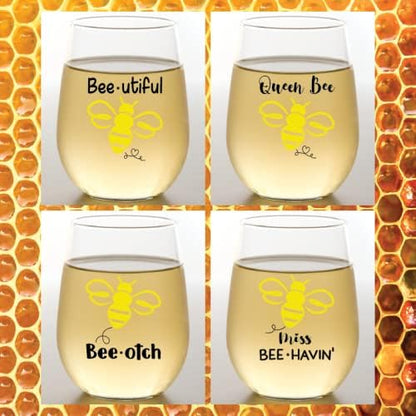 Wine-Oh! Set of 4 Shatterproof Designer 16 oz Plastic Wine Glasses MADE in the - Image 5