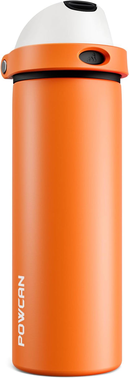 POWCAN 24 oz Steel Insulated Water Bottle: 2-in-1 Push-Button Spout & by POWCAN