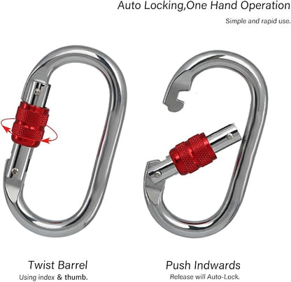 Heavy Duty Locking Climbing Carabiner Clip CE Rated 25 kN 5600 LB Rugged - Image 6