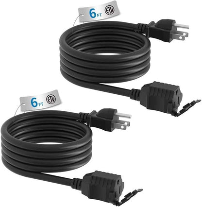 TiFFCOFiO Indoor Outdoor Extension Cord Waterproof, 6 Feet 3 Prong Power Cord by TiFFCOFiO