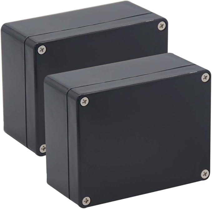 2 Pack Project Box IP65 Waterproof Junction Box ABS Plastic Black Electrical by Raculety
