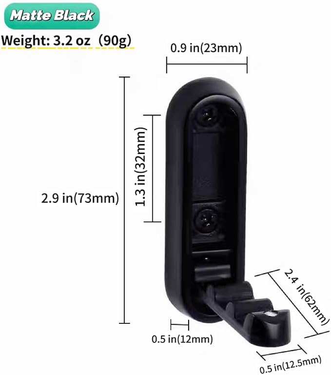 2 Pack Folding Wall Hooks, Foldable Black Coat Hooks - Image 4