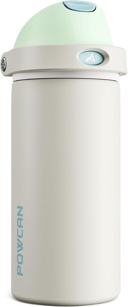 POWCAN 18 oz Steel Insulated Water Bottle: 2-in-1 Push-Button Spout & Flip by POWCAN