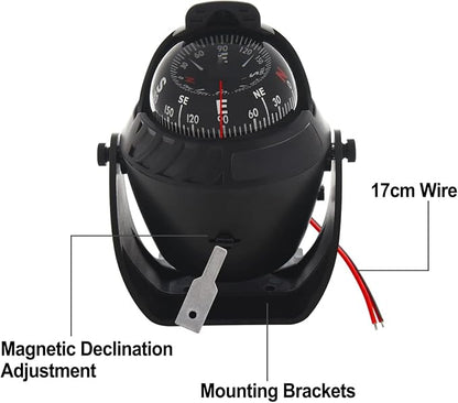 Marine Compass for Boat LED Light Navigation Pivoting Electronic Automotive - Image 2