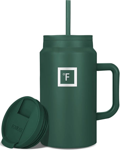 IRON °FLASK Co-Pilot Insulated Mug w/Straw & Flip Cap Lids by IronFlask