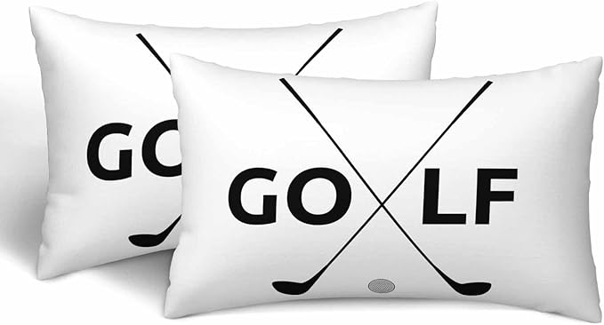 Black Golf Clubs Pillow Covers 12 X 20 Sports Themed Decor Symbol Golf Set of 2 by Unknown