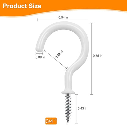 Cup Screw Hooks, 3/4 inch Vinyl Coated Ceiling160 Pack Screw in Hooks Plant - Image 3