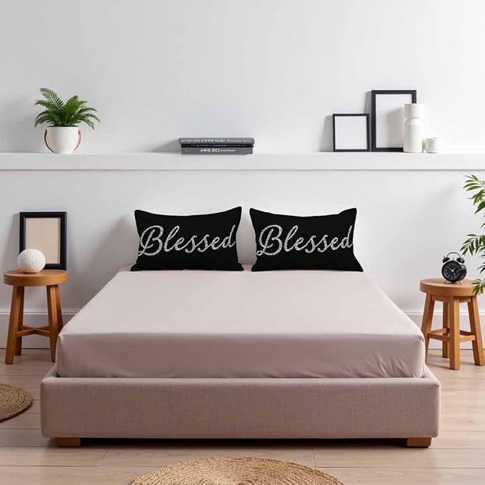 Bling Blessed White Throw Pillow Covers 12 X 20 Highlights Blessed Black Set of - Image 7