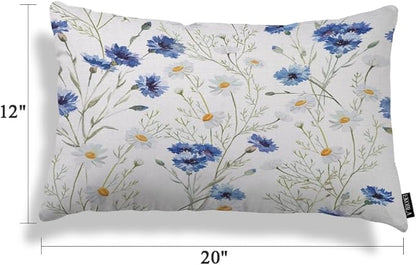 EKOBLA Watercolor Flowers Decorative Pillow Case Throw Pillow Covers Blue - Image 5