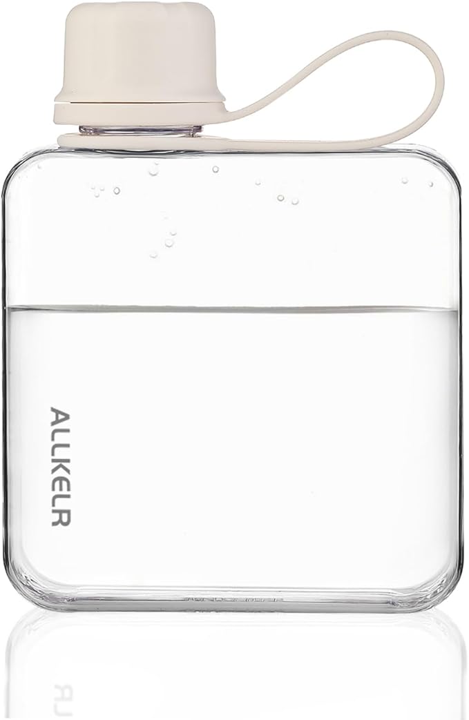 Portable Flat Water Bottle, BPA Free Reusable Tritan Plastic Travel Water by ALLKELR