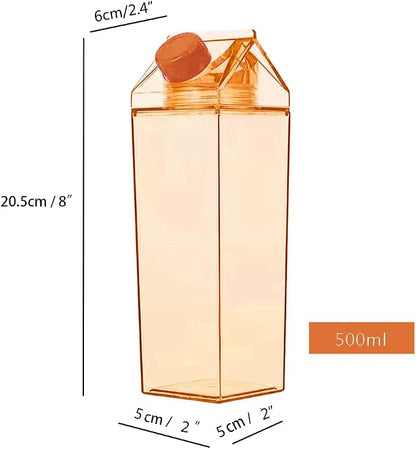 Jinberry 500ml/17Oz Cute Leakproof Milk Carton Water Bottle Portable Drinkware - Image 2