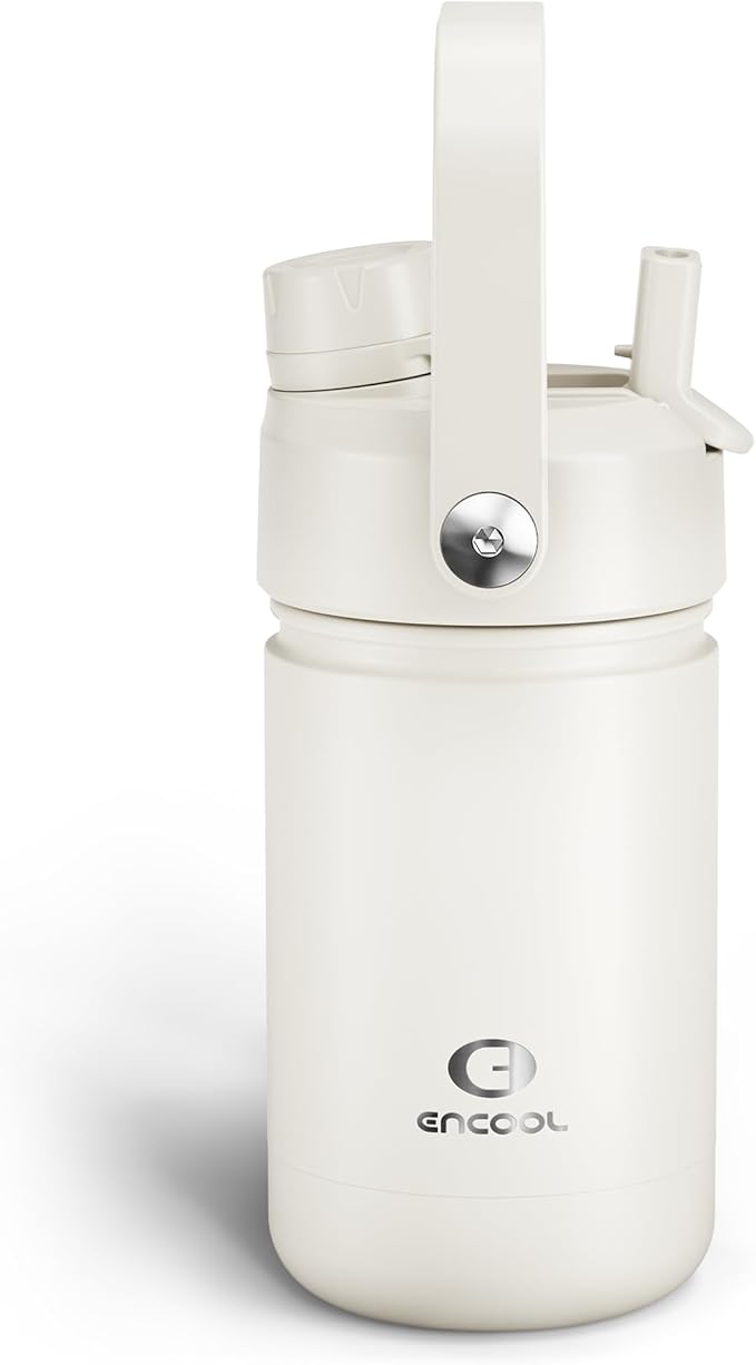 Kids Insulated Water Bottle - 12oz Stainless Steel Water Bottle with Dual Spouts by ENCOOL