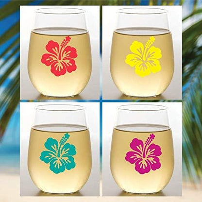 Wine-Oh! Set of 4 Shatterproof Designer 16 oz Plastic Wine Glasses MADE in the by Unknown