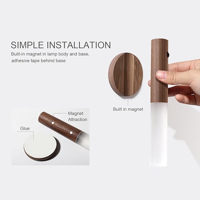 LANDGOO Wooden Motion Sensor Lights Indoor, Magnet Body Hallway Rechargeable - Image 5