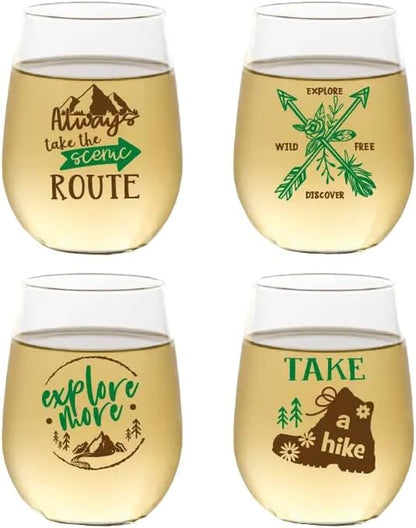 Set of 4 Shatterproof Designer 16 oz Plastic Wine Glasses MADE in the USA by Unknown