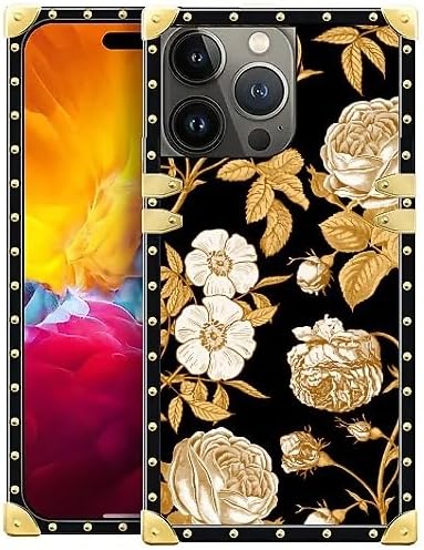 Compatible with iPhone 15 Pro Max Case, Blooming Rose Golden Flower Luxury by Unknown