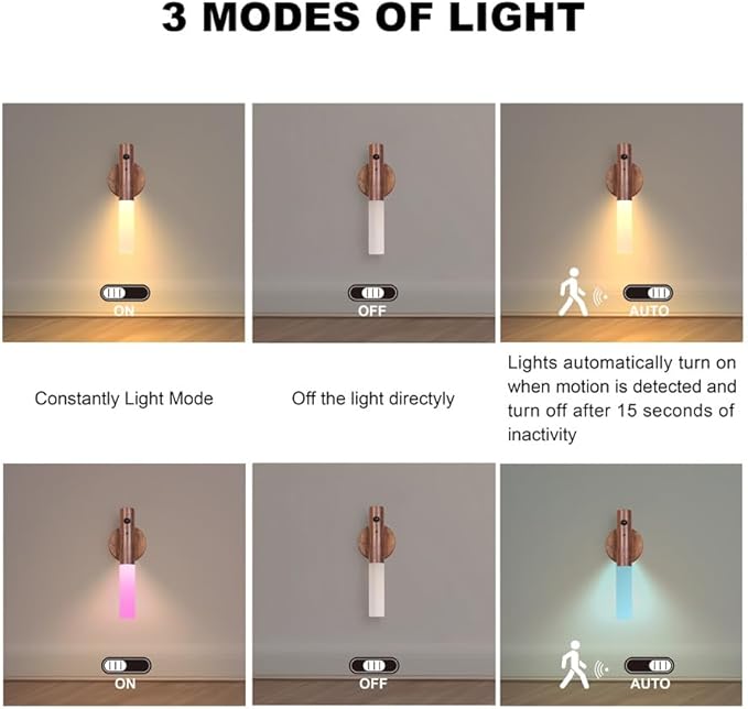 LANDGOO 2 Pack Walnut Night Lights - Image 3
