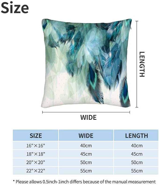 Peacock Feather 18 X 18 Pillow Covers Watercolor Gradient Blue Soft Halo Green - Image 6
