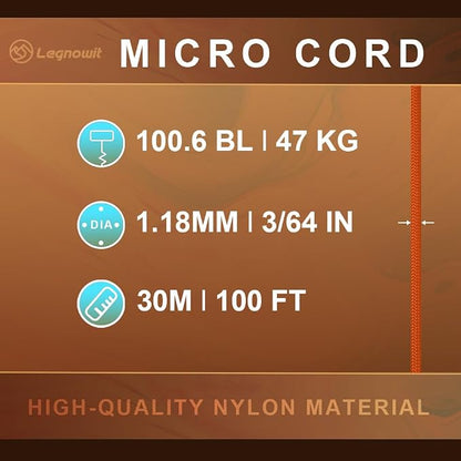 Micro Paracord, 1.18mm x 100ft Thin Mini Utility Braided Small Paracord - Image 2