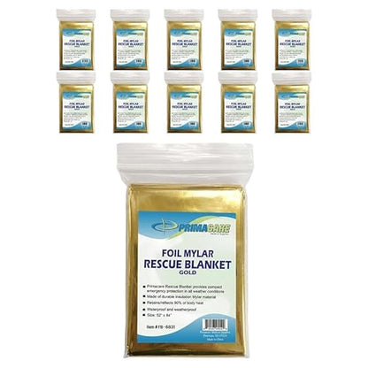 Primacare FB-6831 Emergency Mylar Thermal Blankets – 10 Pack, Waterproof - Image 2