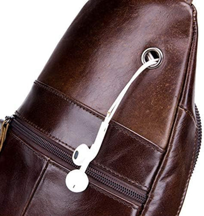 Hebetag Leather Sling Bag Hiking Daypack - Image 4
