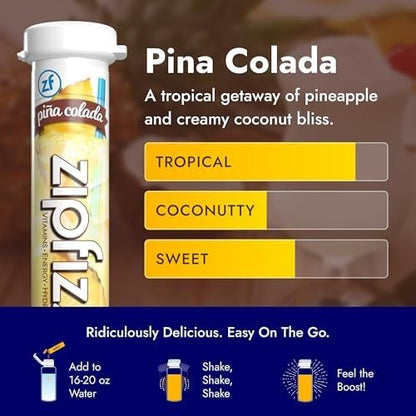 Zipfizz Daily Energy Drink Powder, Pina Colada, 20 Pack | 3-in-1 Sustained - Image 6