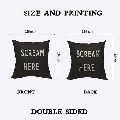 TKS MITLAN Scream Here Pillow Cover 18x18 inch Black White Phrase Pillows - Image 2