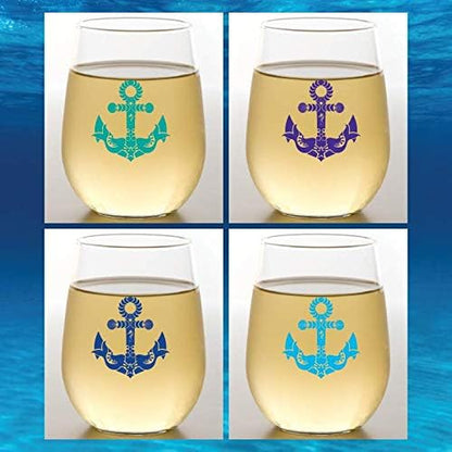 Set of 4 Shatterproof Designer 16 oz Plastic Wine Glasses MADE in the USA - Image 4