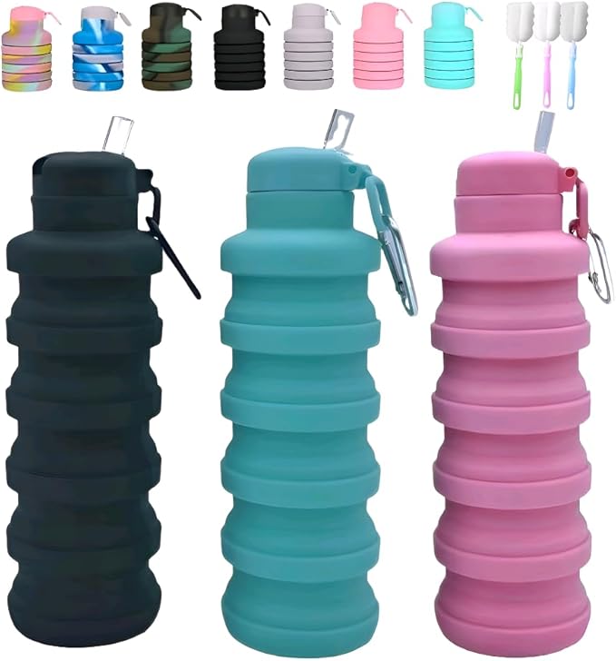 Collapsible water bottles 3 Pack by LIZADIN