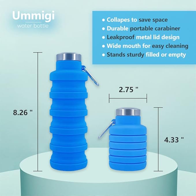Collapsible Water Bottles，2 pack BPA Free Travel Silicone Water Bottle - Image 5