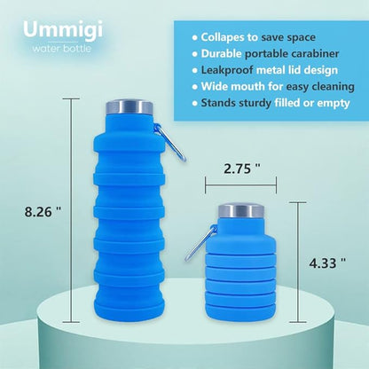 Collapsible Water Bottles，2 pack BPA Free Travel Silicone Water Bottle - Image 5