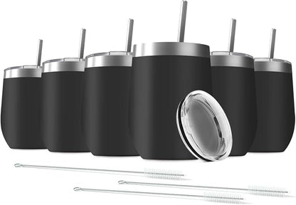 6 Pack 12 oz Stainless Steel Stemless Wine Tumbler by Deitybless