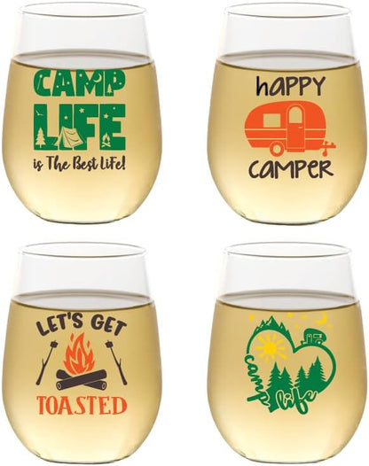 Set of 4 Shatterproof Designer 16 oz Plastic Wine Glasses MADE in the USA by Unknown