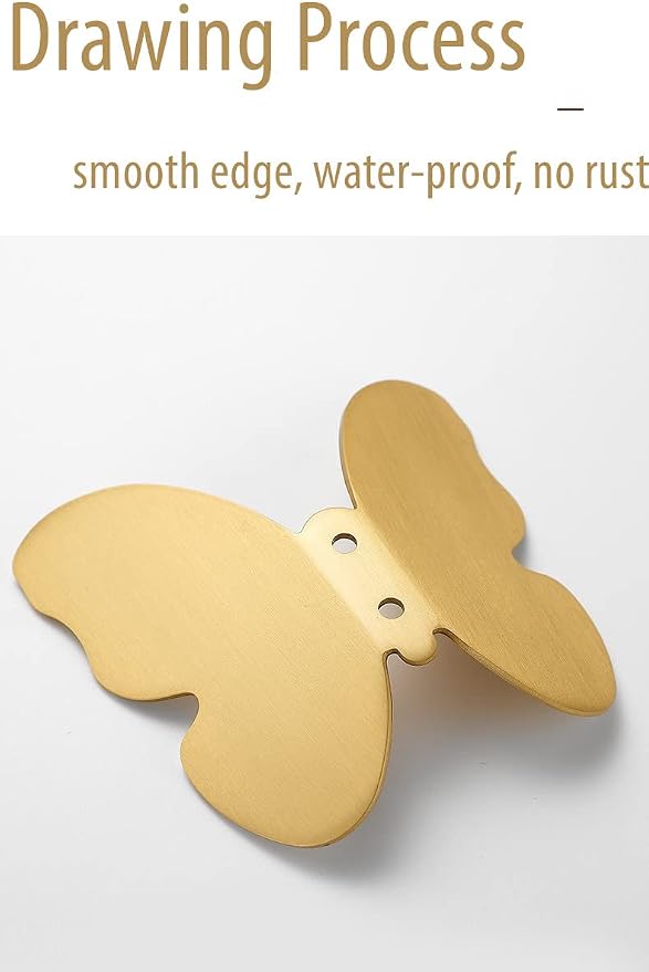 Z metnal Wall Hooks Decorative, Small Modern Gold Brass Hook, Butterfly Bath - Image 4